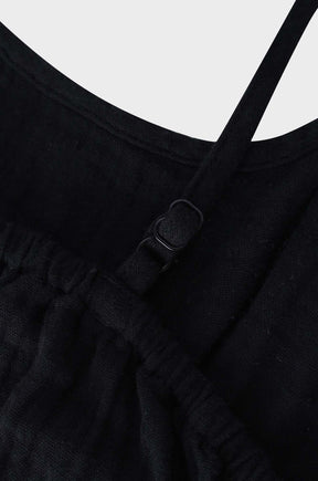 Gauze Slip Dress-Black