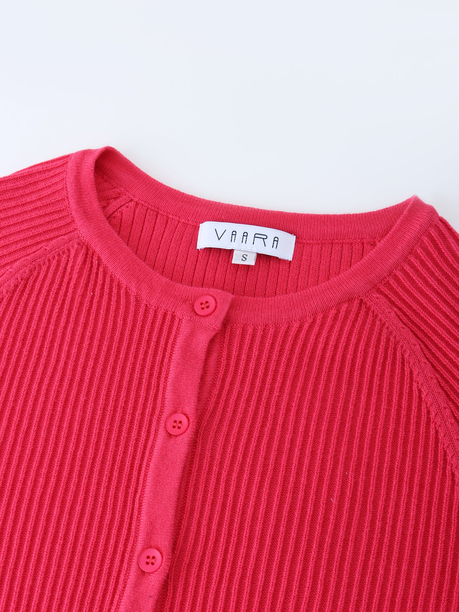 Ribbed Knit Cardigan-Hot Pink