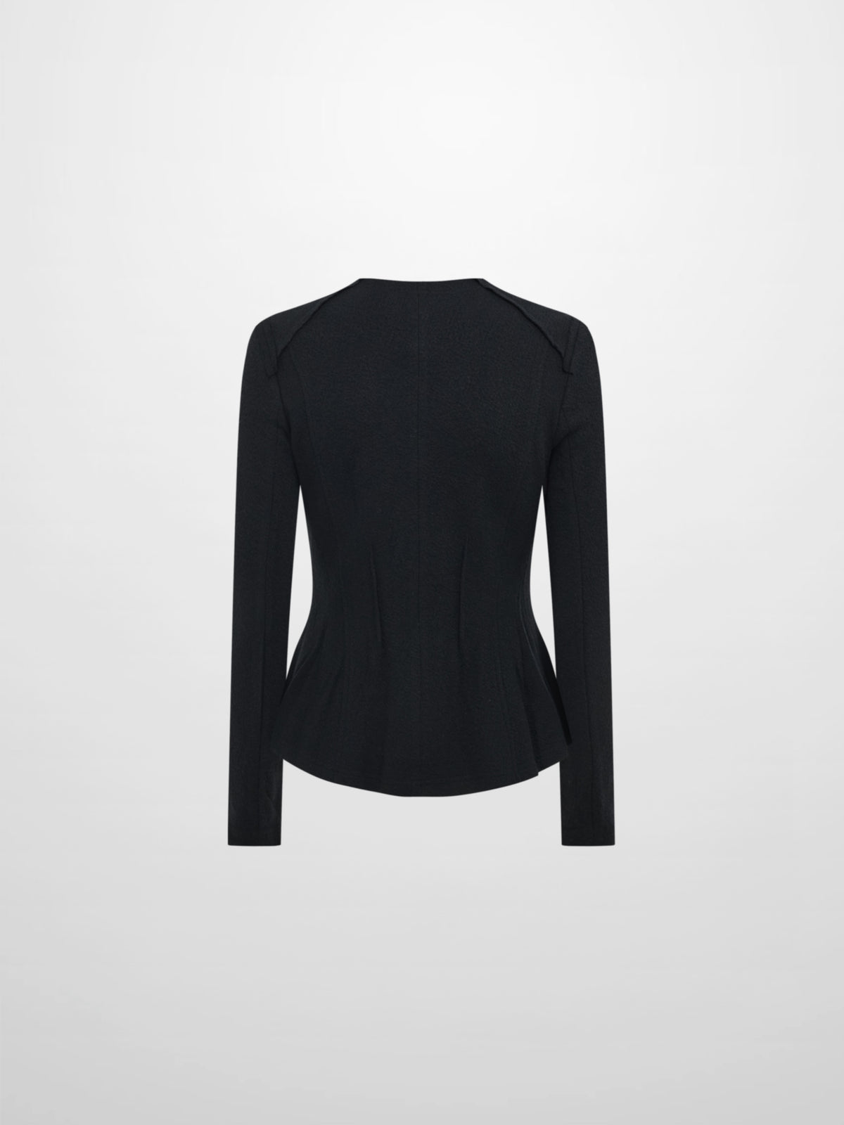 Mini Gold Button Peplum Top - Black