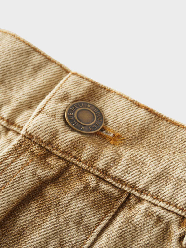 Stitched Pleated Skirt-Tan