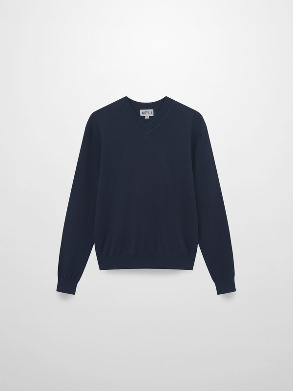 High V Lightweight Sweater-True Navy