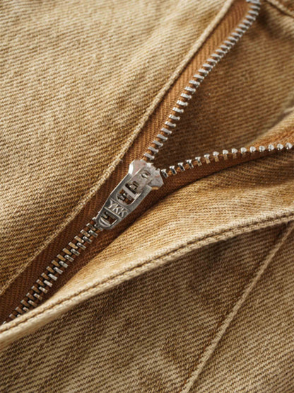 Stitched Pleated Skirt-Tan