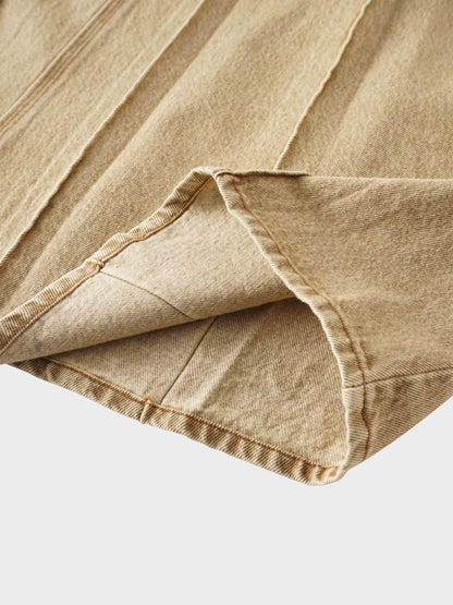 Stitched Pleated Skirt-Tan