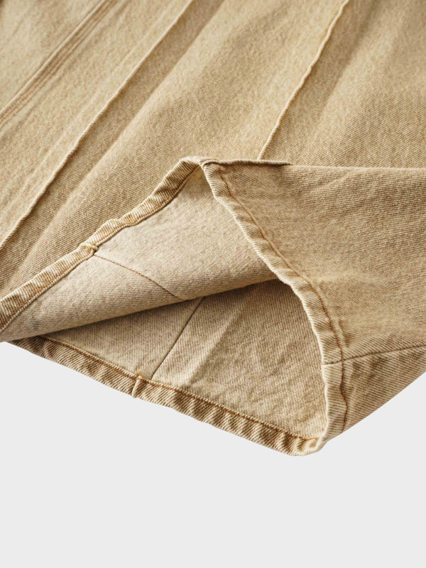 Stitched Pleated Skirt-Tan