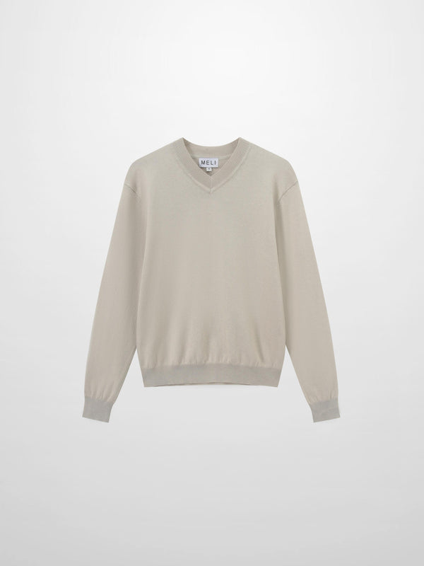High V Lightweight Sweater-Light Grey