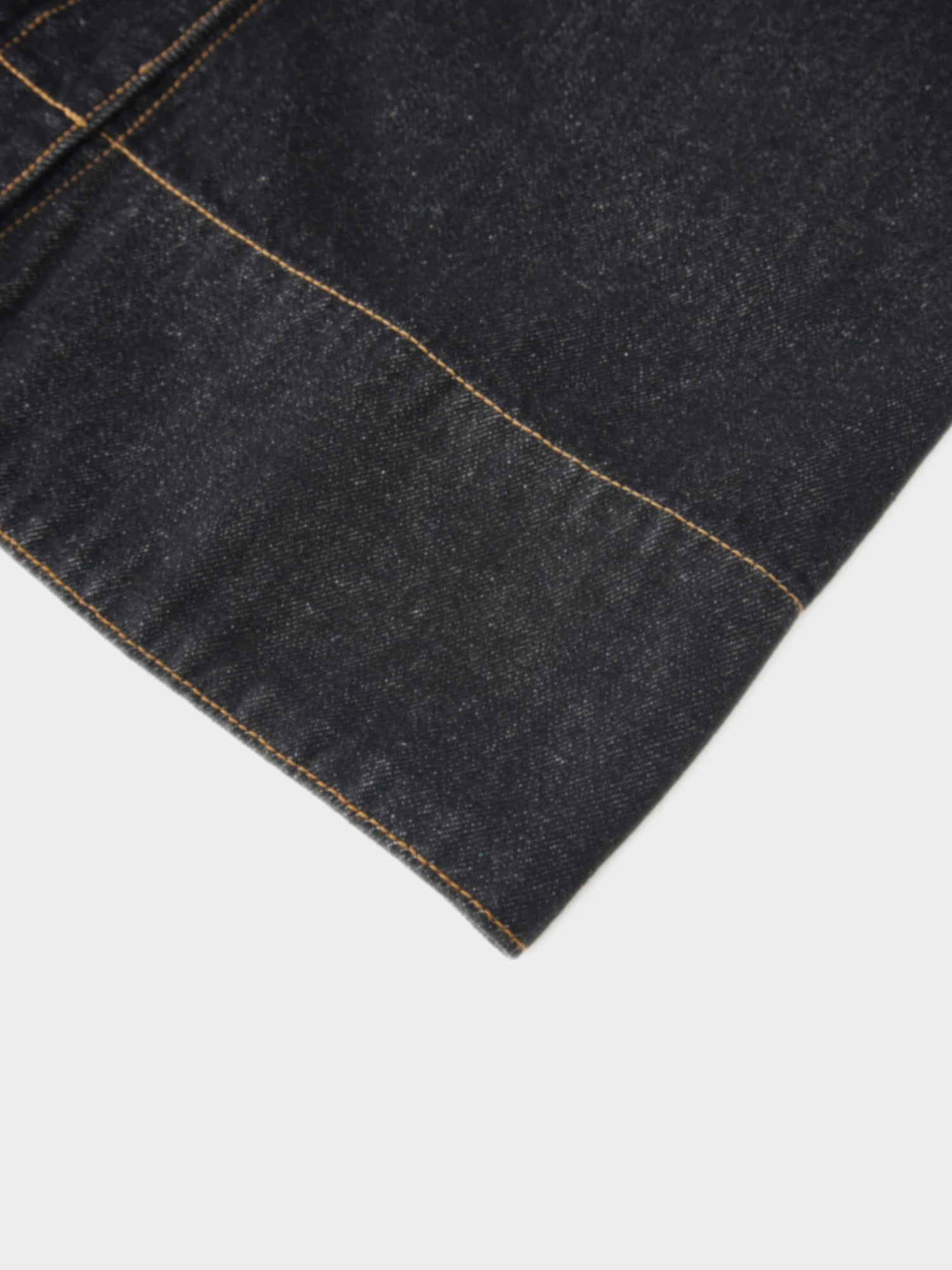 High Waist Button Down Denim Skirt-Black