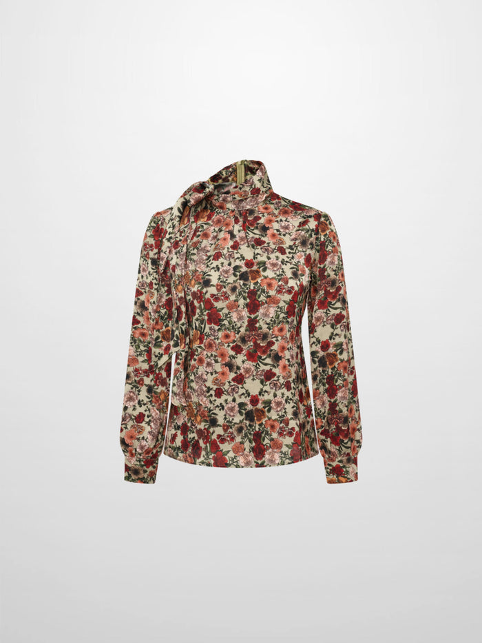 Floral Design Side Bow Blouse - Multi Color