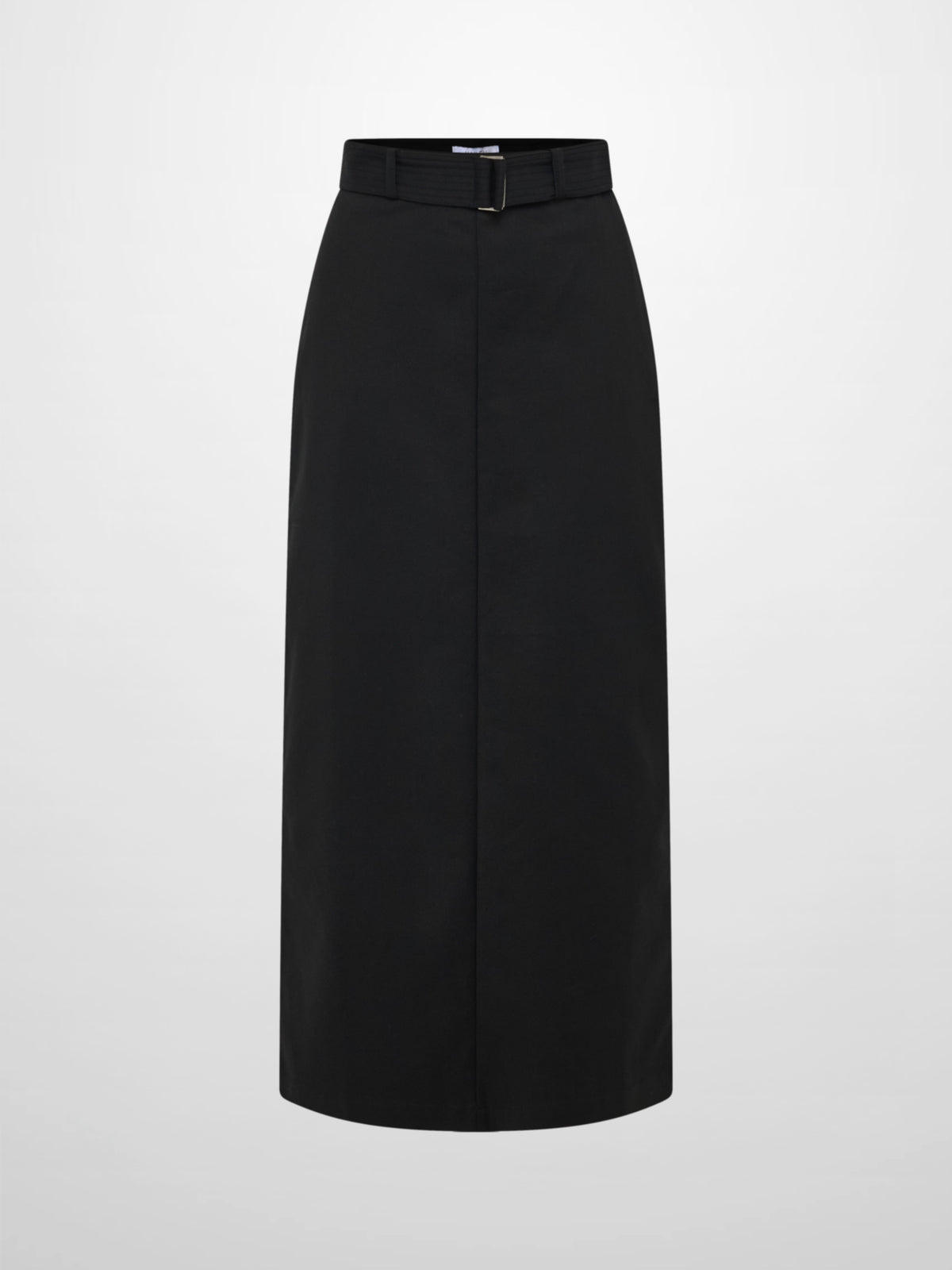 Belted Straight Maxi Skirt - Black