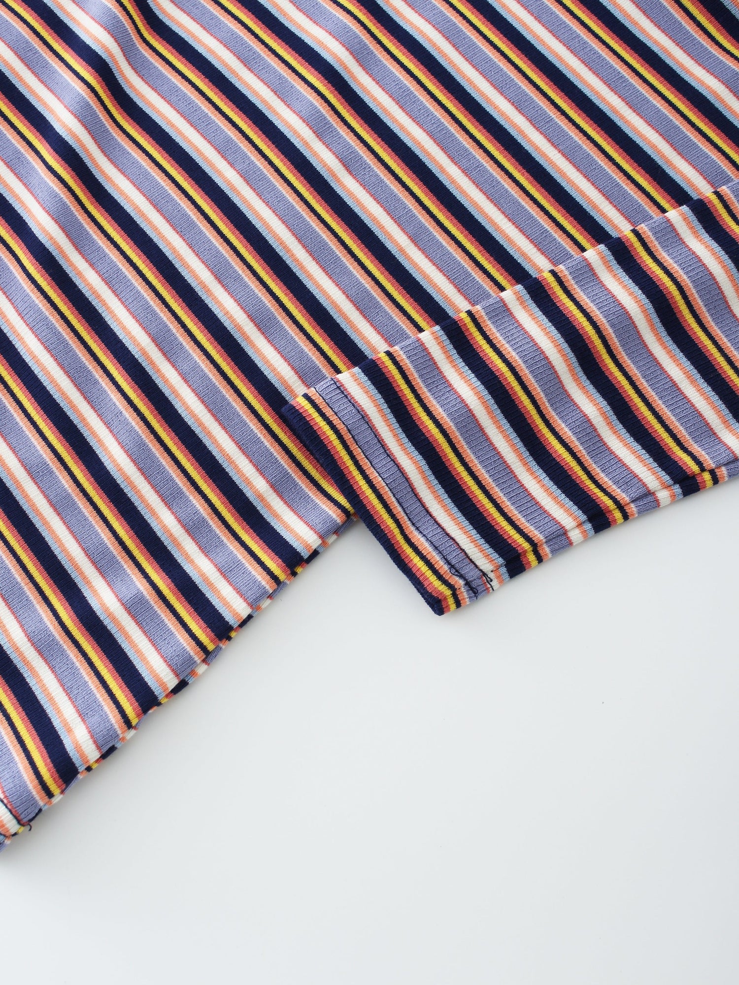 Striped Ribbed Crew-Lilac/Coral/Citrus