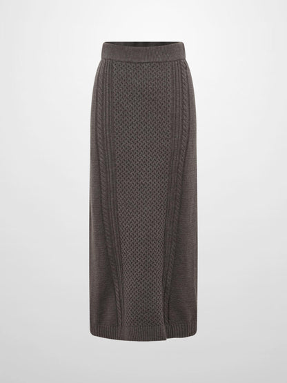 Mixed Cable Knit Skirt - Grey