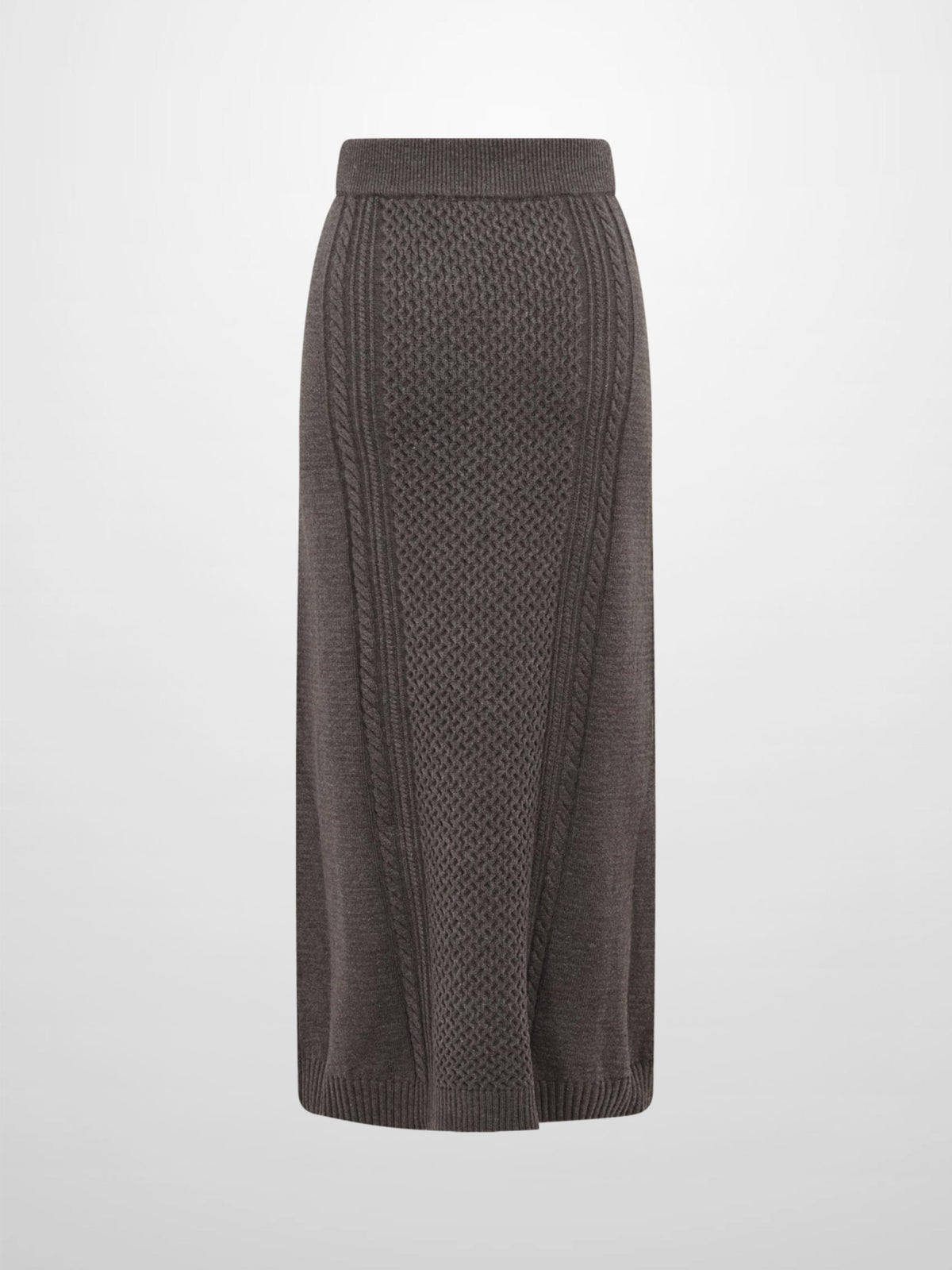 Mixed Cable Knit Skirt - Grey
