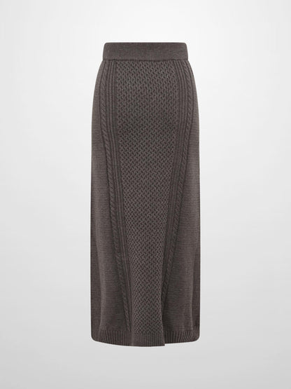 Mixed Cable Knit Skirt - Grey