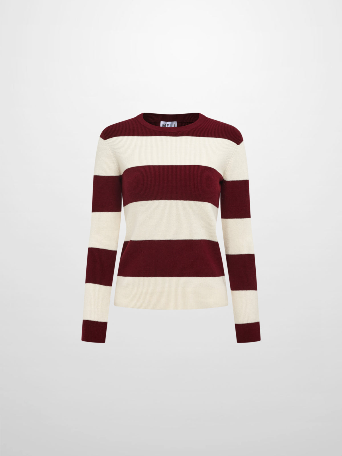 Waffle Knit Top - Burgundy/Cream
