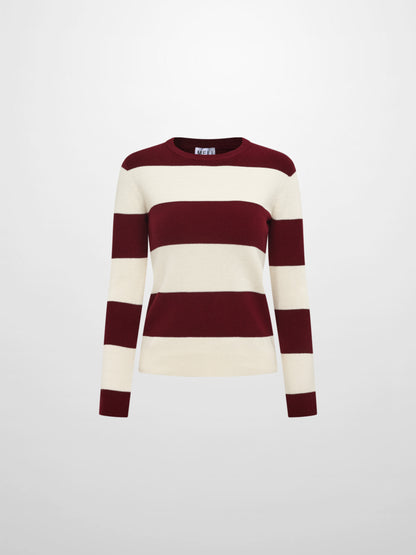 Waffle Knit Top - Burgundy/Cream