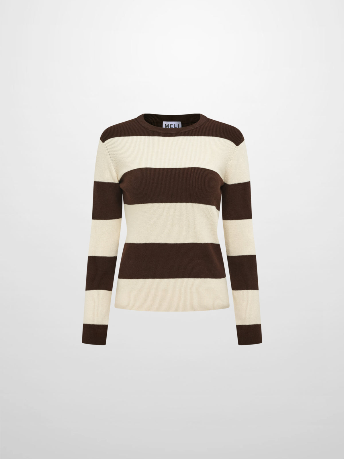 Waffle Knit Top - Cream/Chocolate Brown