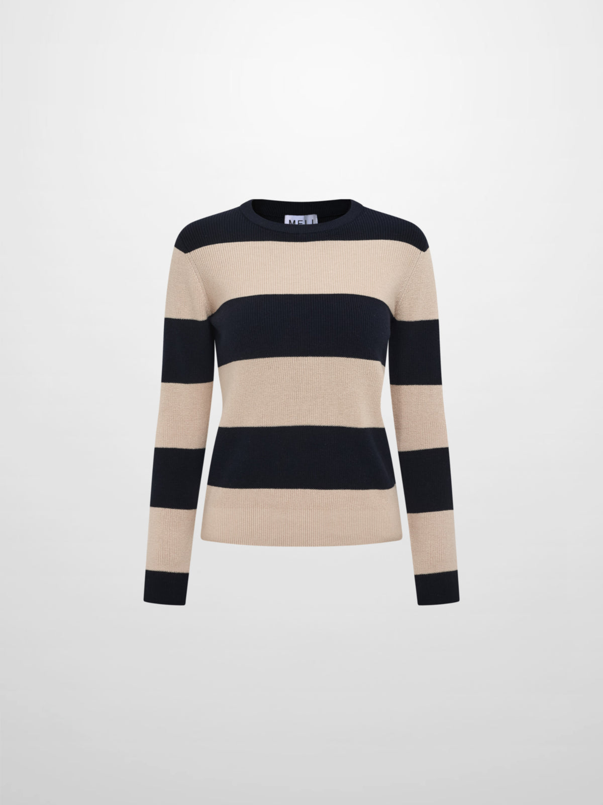 Waffle Knit Top - Navy/Tan