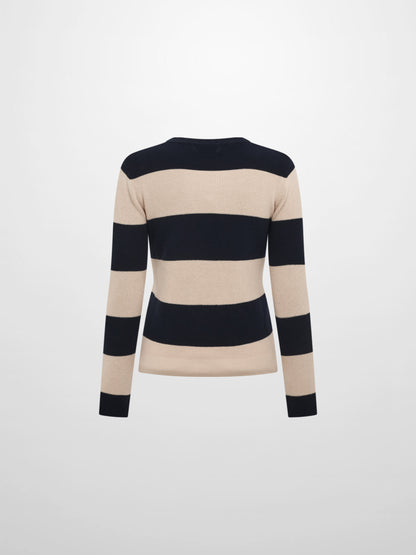 Waffle Knit Top - Navy/Tan