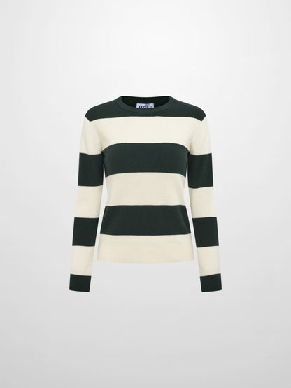 Waffle Knit Top - Cream/Green