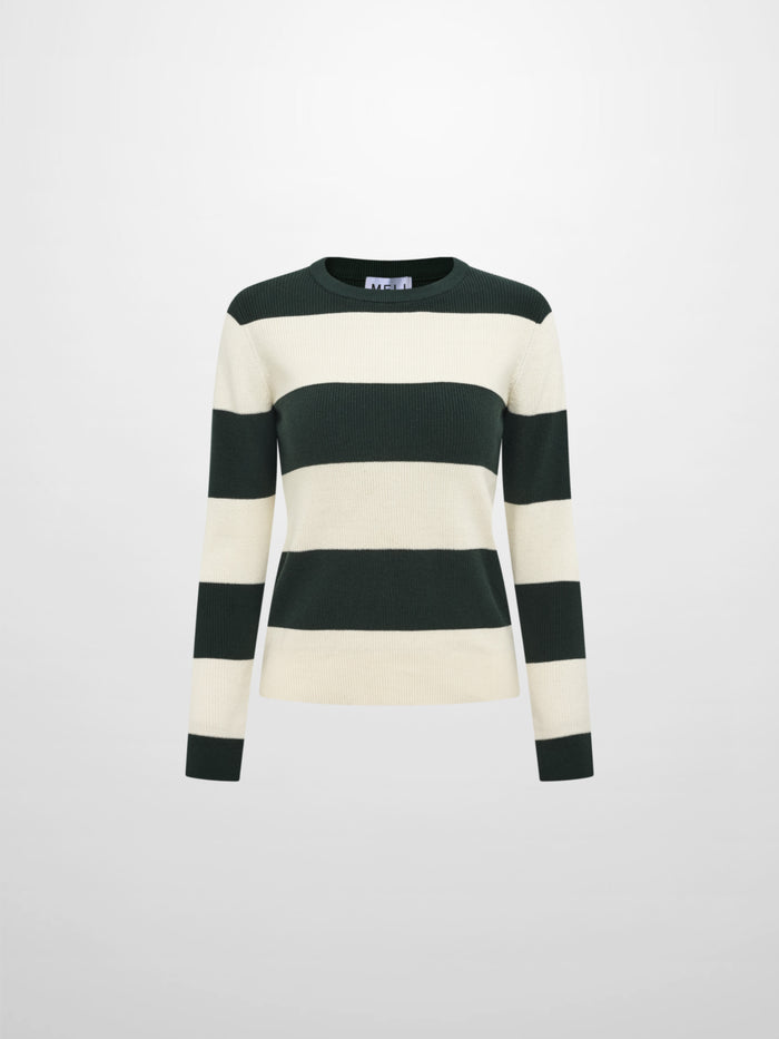 Waffle Knit Top - Cream/Green