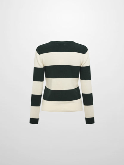 Waffle Knit Top - Cream/Green