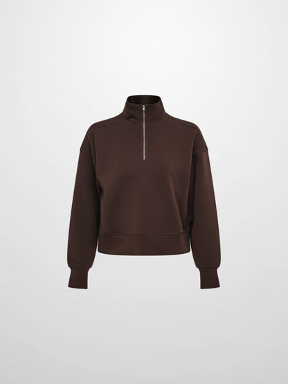 Scuba Half Zip Sweatshirt - Dark Brown