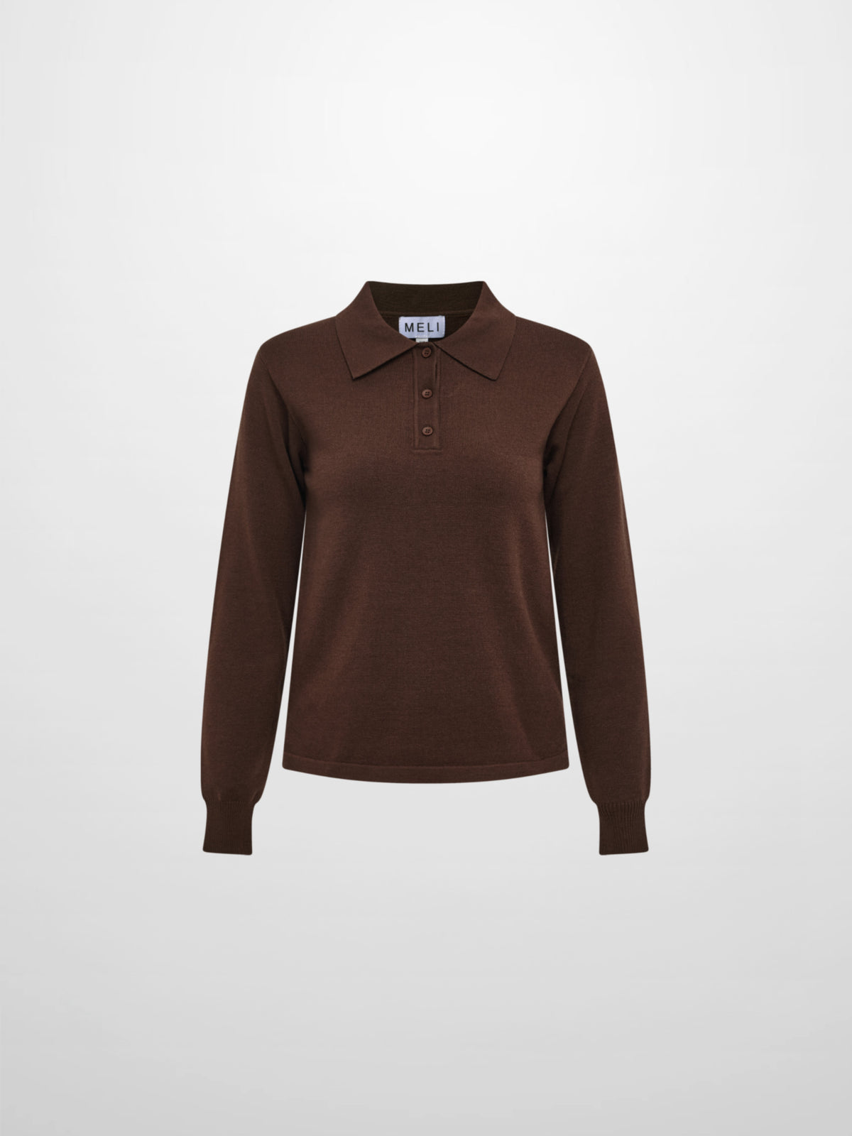 Knit Polo Top - Brown
