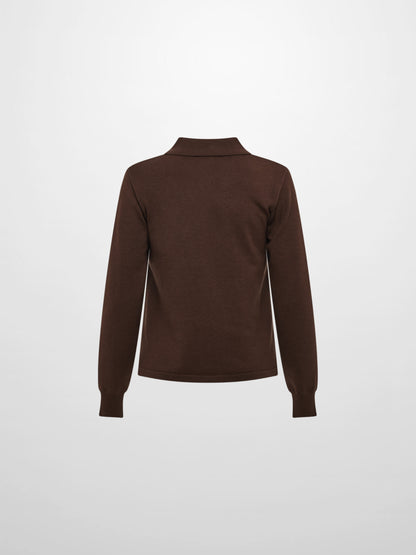 Knit Polo Top - Brown