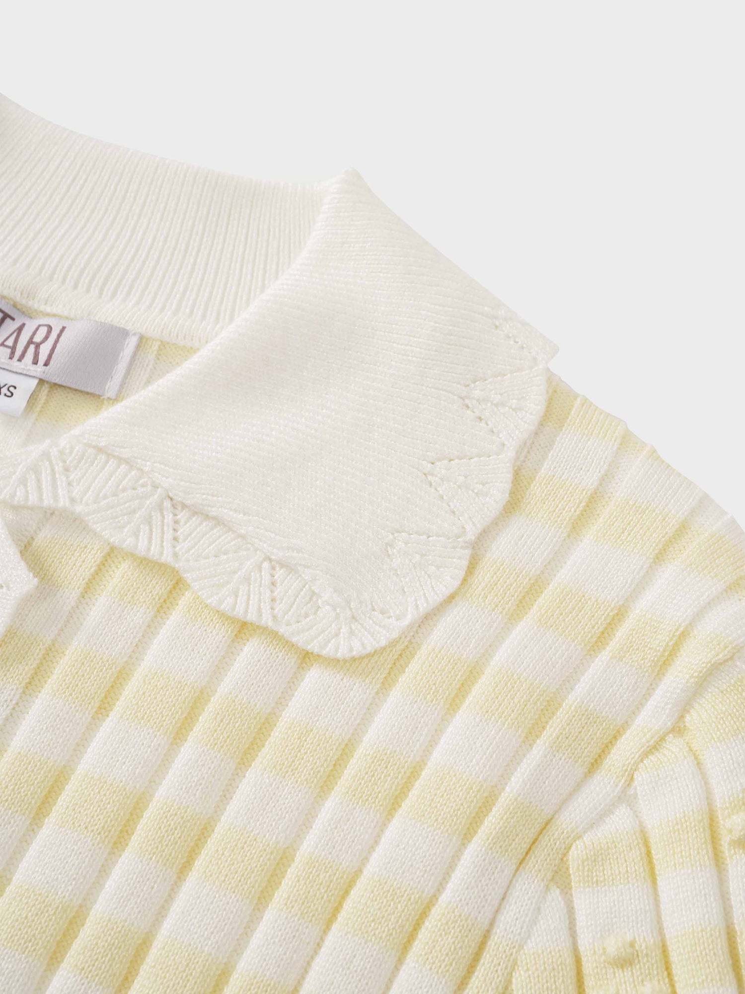 Striped Scalloped Edge Cardigan-Yellow/White