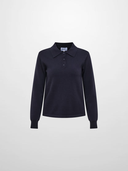 Knit Polo Top - Navy