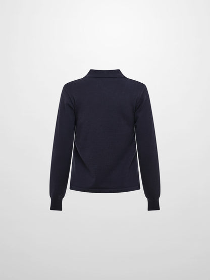 Knit Polo Top - Navy