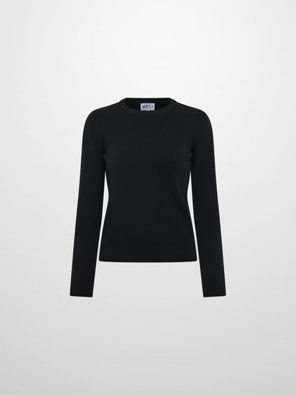 Waffle Knit Top - Black