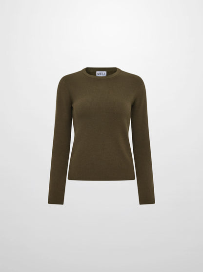 Waffle Knit Top - Olive