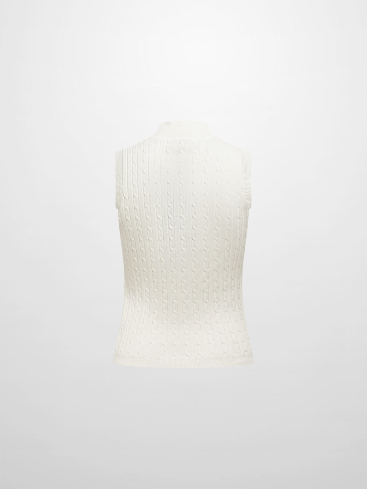 Mock Neck Cable Sleeveless Top - Cream