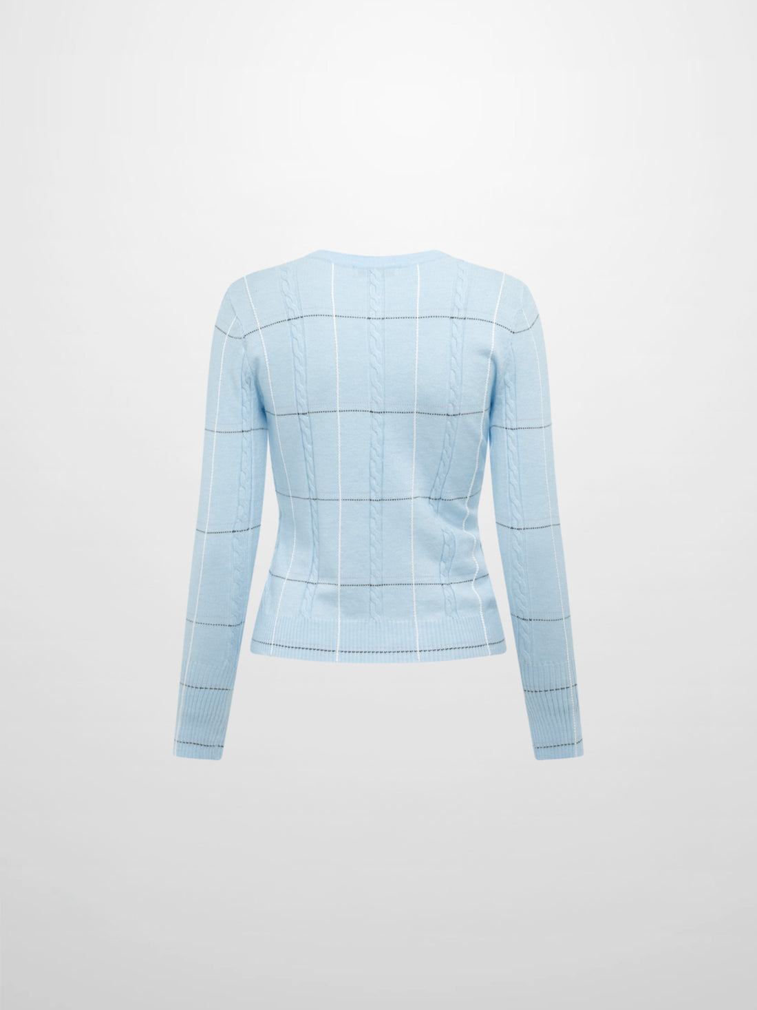 Soft Knit Button Down Crew Sweater - Light Blue