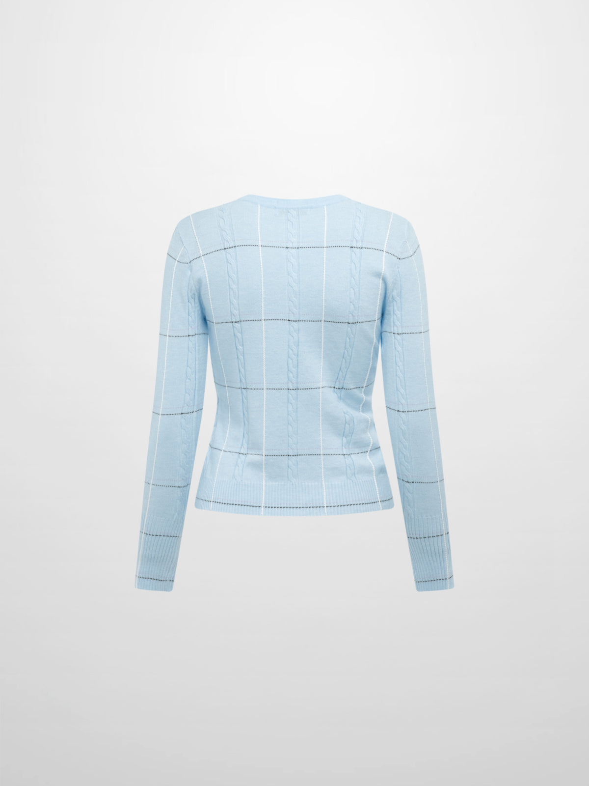 Soft Knit Button Down Crew Sweater - Light Blue
