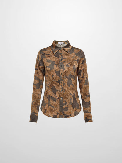 Printed Button Blouse - Gold Floral