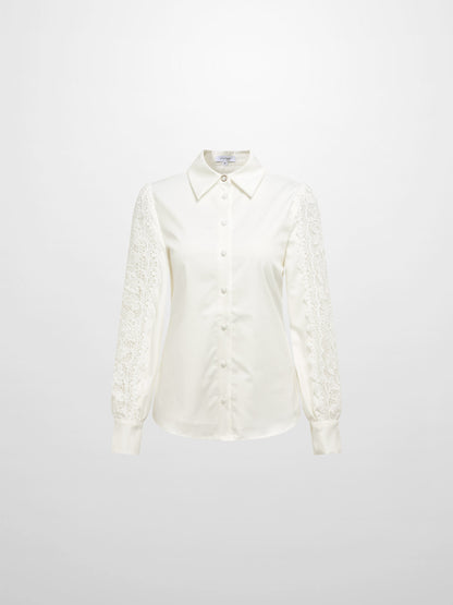 Lace Trim Blouse - White