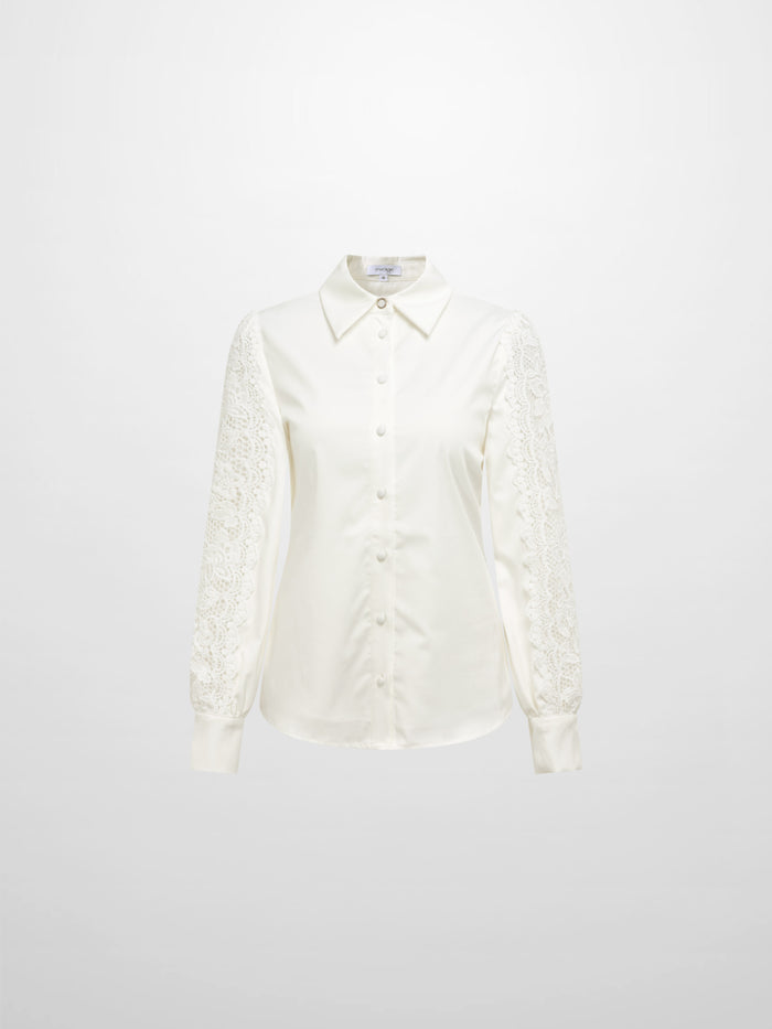 Lace Trim Blouse - White