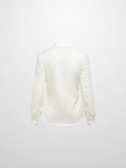 Lace Trim Blouse - White