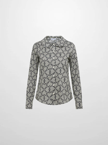 Ruffle Collar Blouse - Heart Design