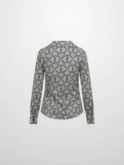 Ruffle Collar Blouse - Heart Design