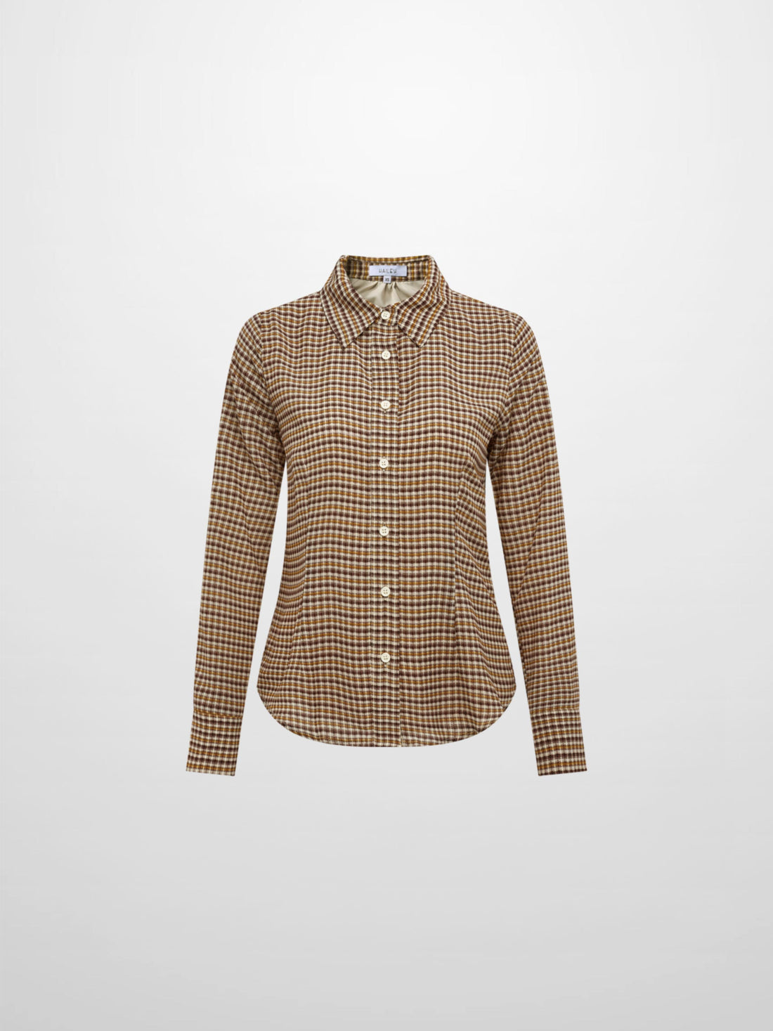 Plaid Button Down Blouse - Brown