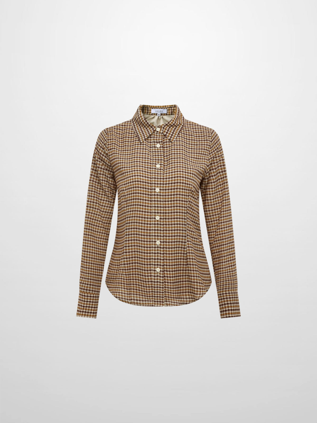 Plaid Button Down Blouse - Brown