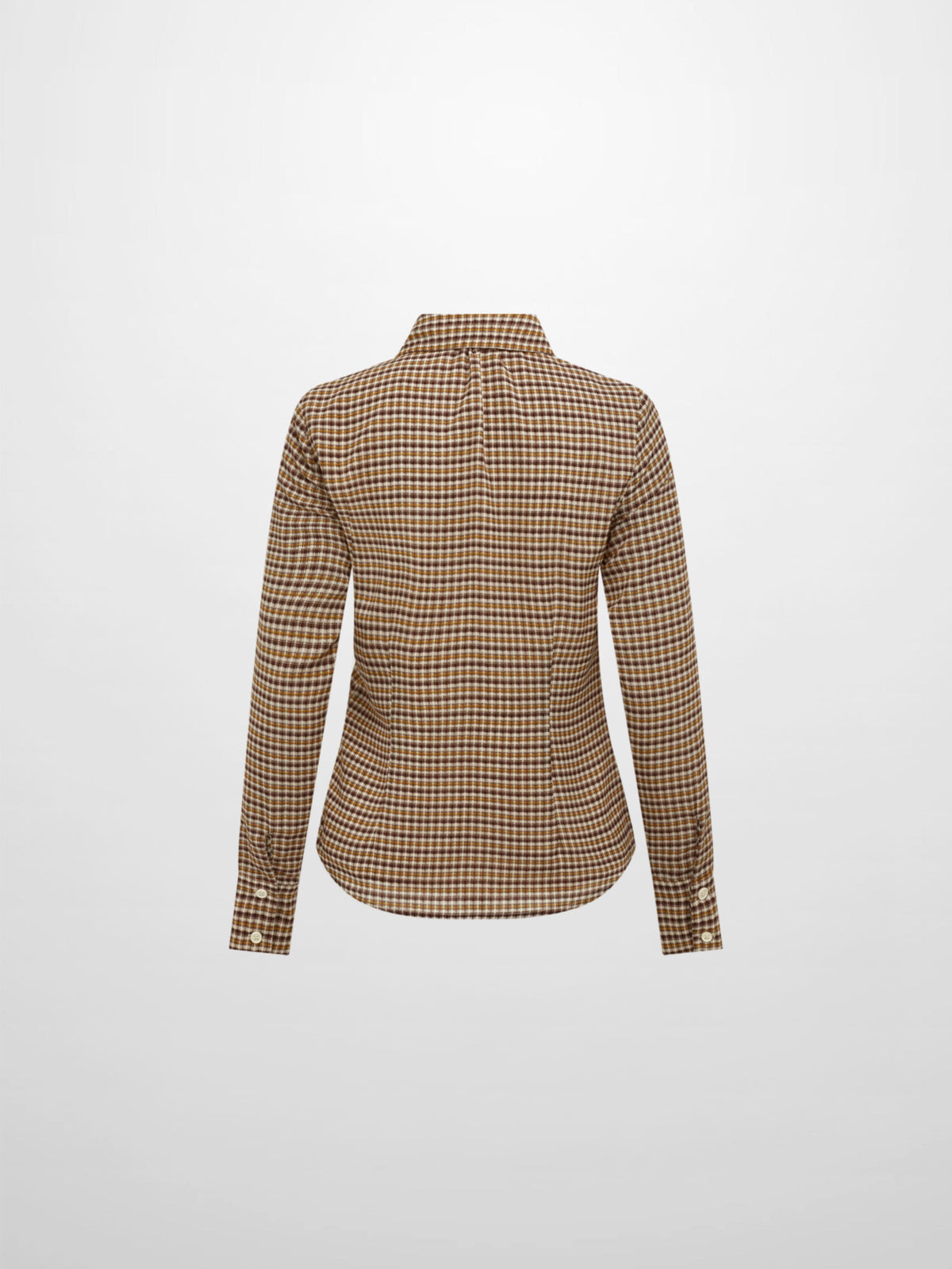 Plaid Button Down Blouse - Brown