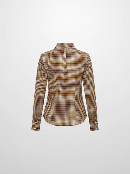 Plaid Button Down Blouse - Brown