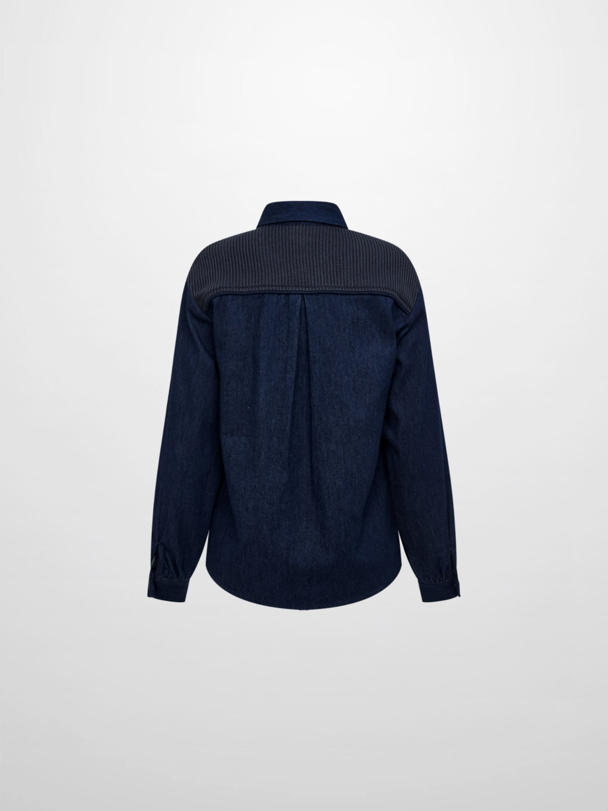 Knit Top Denim Shirt - Blue