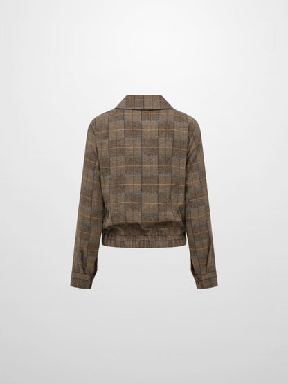 Plaid Bomber Jacket - Brown Plaid