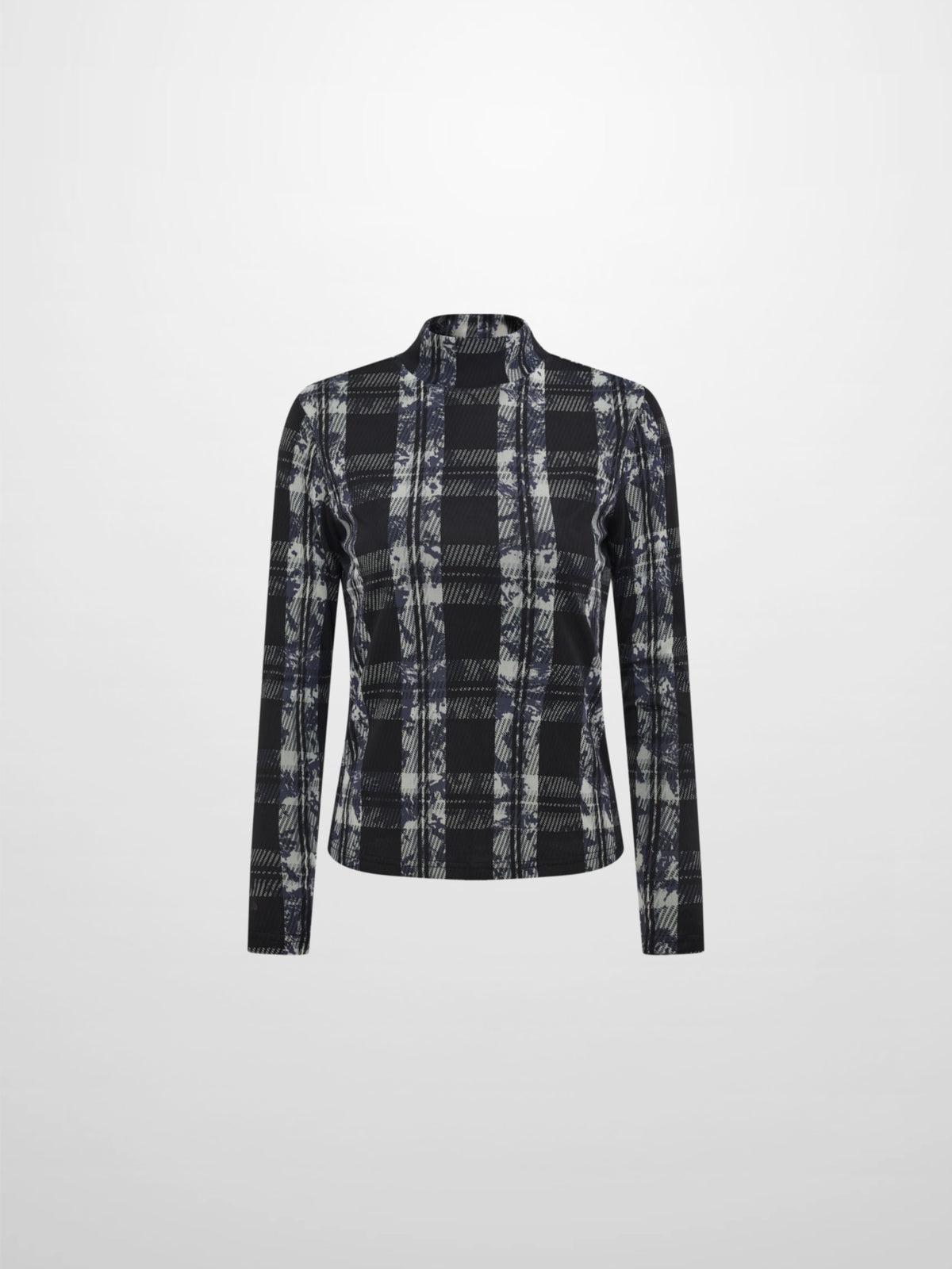 Mesh Plaid Turtleneck - Black Plaid