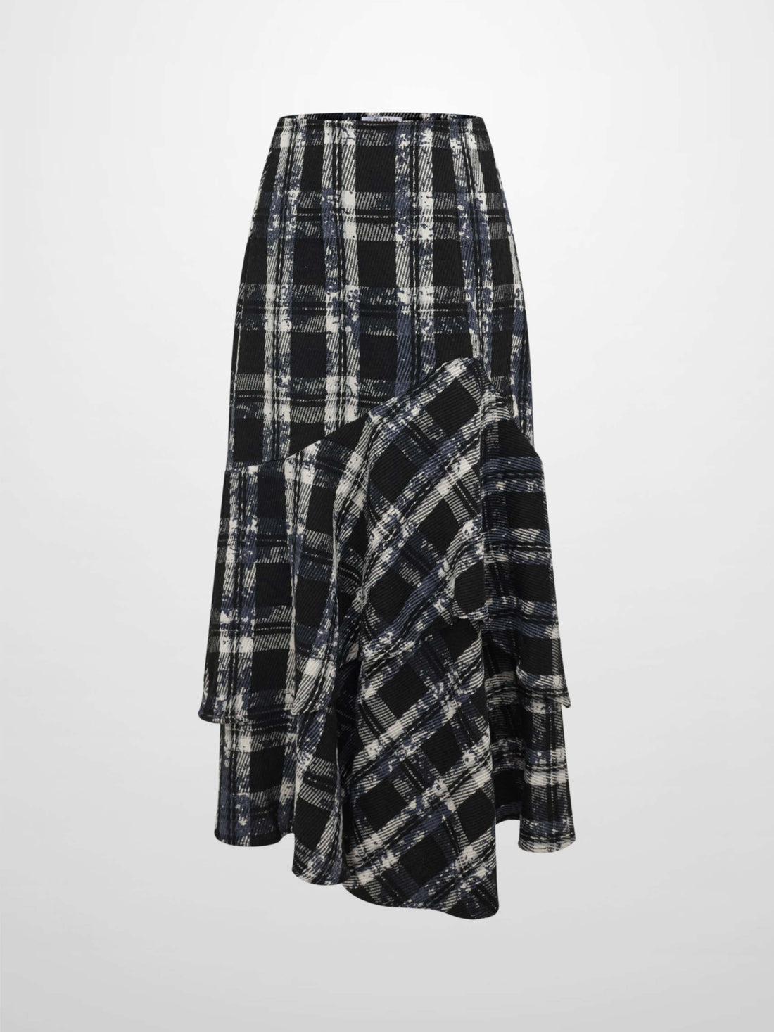 Double Layer Plaid Skirt - Black Plaid