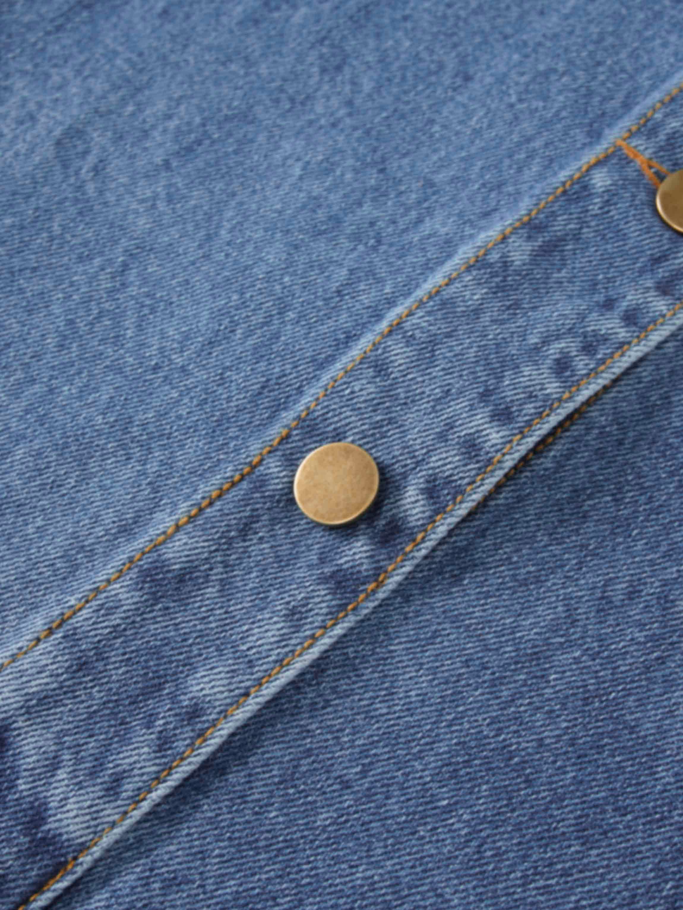 High Waist Button Down Denim Skirt-Blue